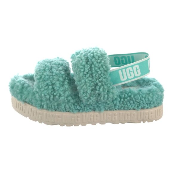 UGG Shoes - UGG Women's Oh Fluffita 1120876 Green Curly Sheepskin Strappy Slippers Size 9